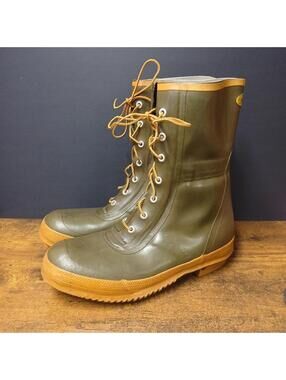Vintage Bristol Thermoboot 100% Rubber Winter Boots Waterproof Green Size 11D